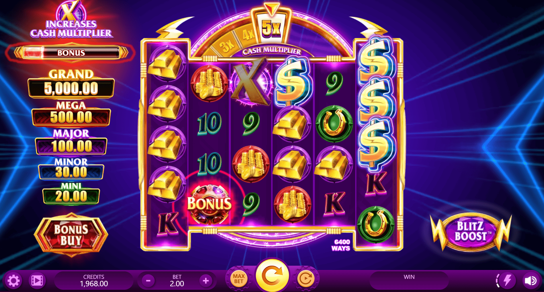 Gold Blitz Slot -Cash and Jackpot Symbols