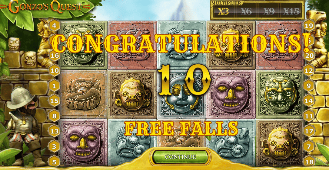 Gonzo's Quest Slot - Free Falls Multiplier Progression