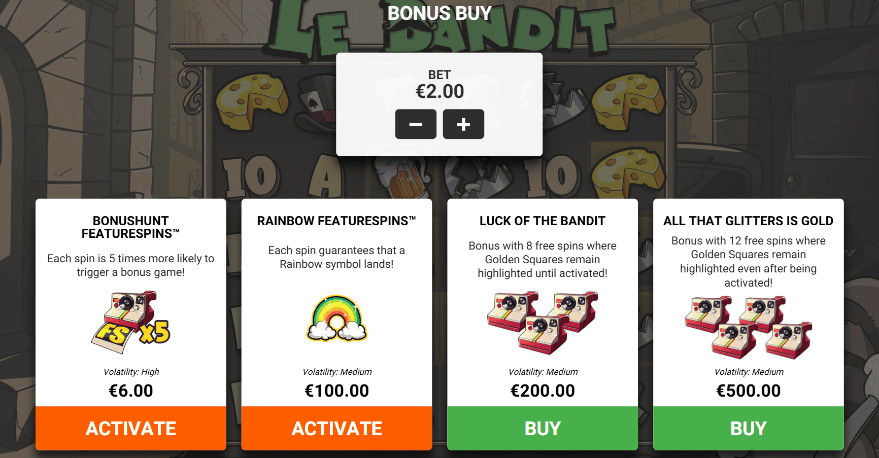Le Bandit Slot - Bonus Features