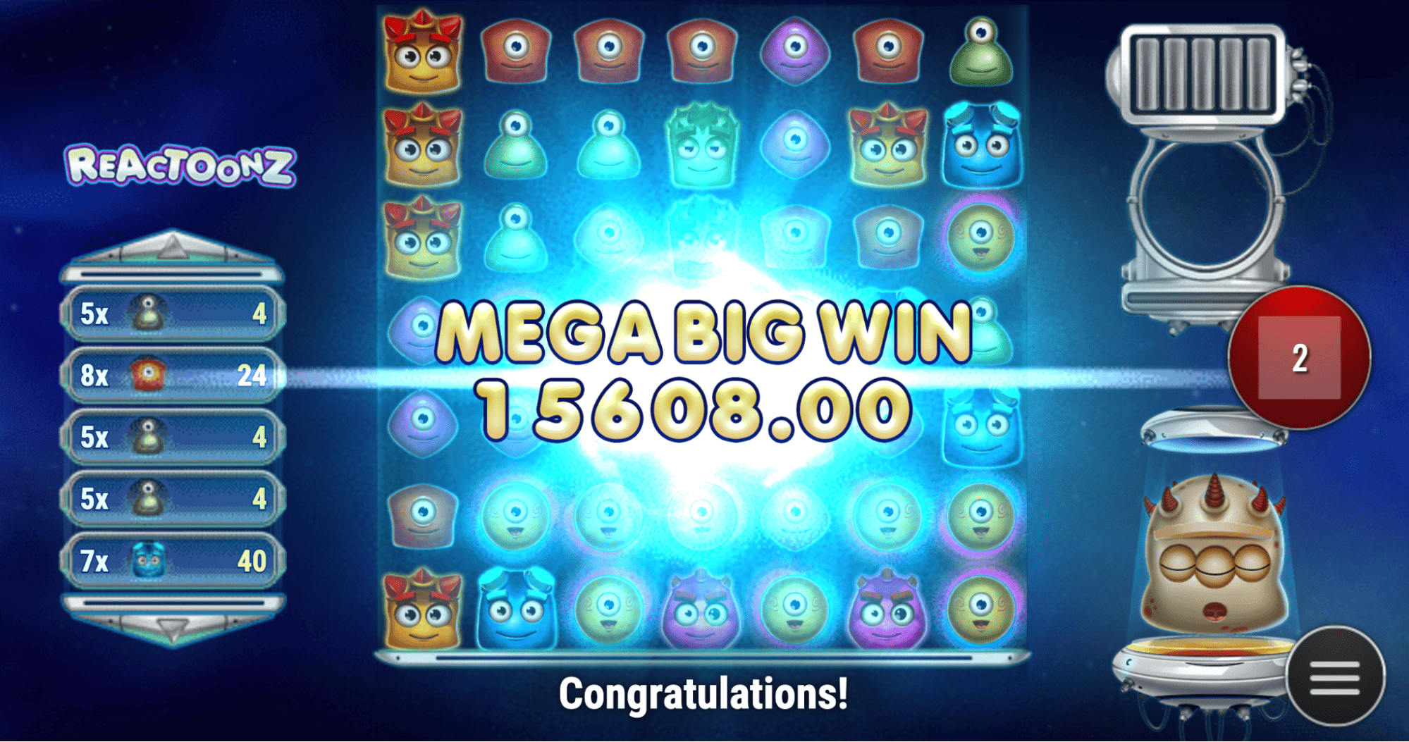 Reactoonz slot machine